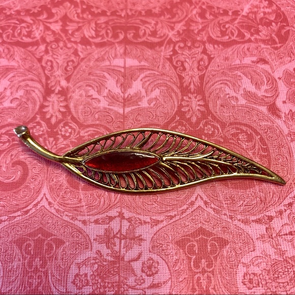 Vintage feather broach and earring set - Picture 2 of 5